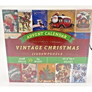 Vintage Christmas Jigsaw Puzzle Advent Calendar 1008 Pieces/24 Boxes NEW Sealed